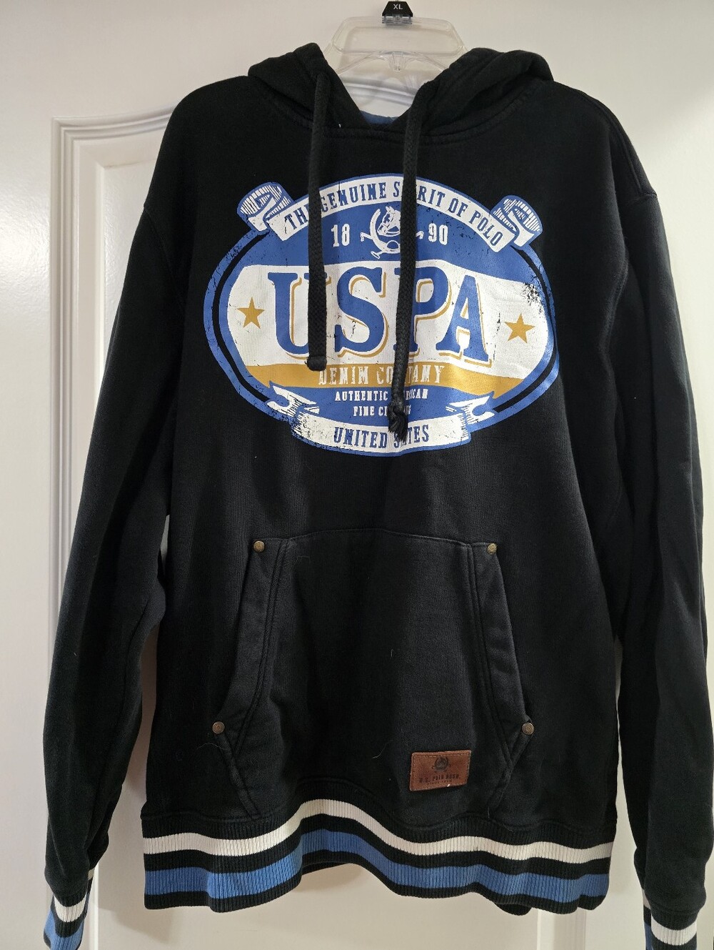 Black Hoodie Sweatshirt with Blue & Gold Logo